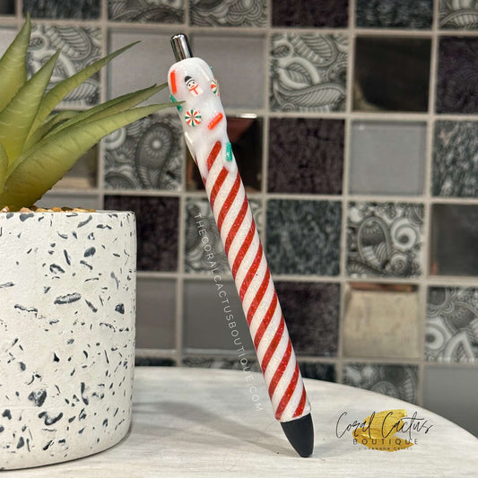 Custom Pen - Candy Cane Thin Stripe Drip