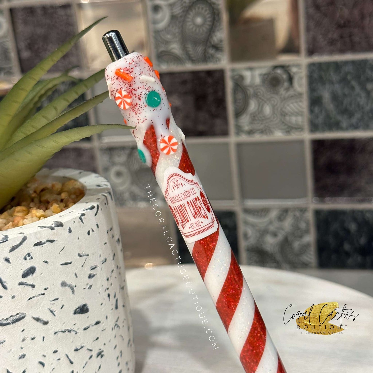 Custom Pen - Christmas Candy Cane Co. Drip