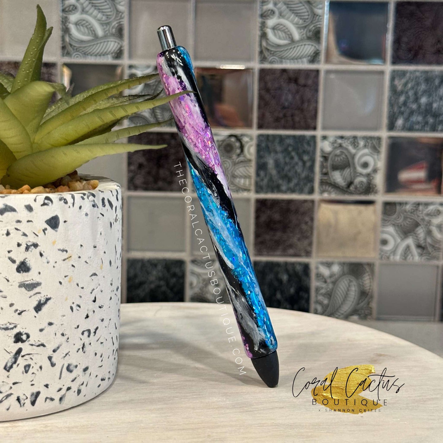 Custom Pen - Purple, Black & Blue Swirl