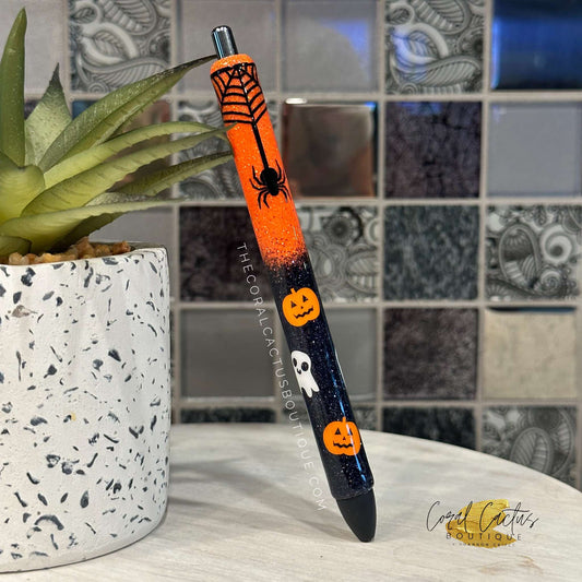 Custom Pen - Orange Spider Pumpkin