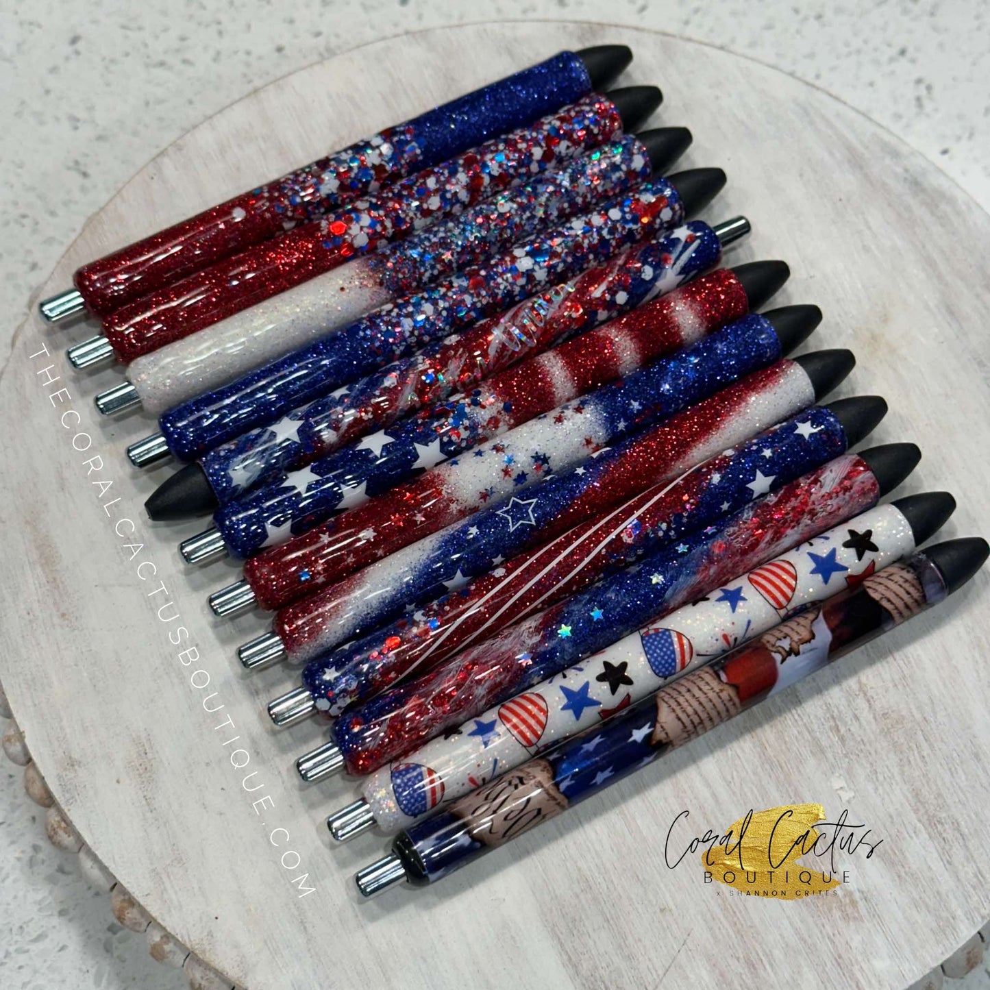 Custom Pen - Stars & Thin Stripes Swirl