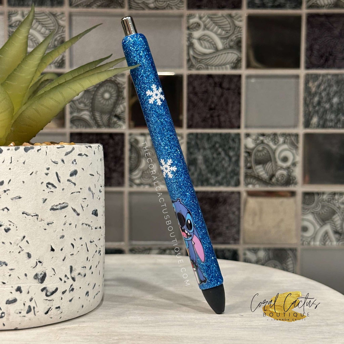 Custom Pen - Christmas Blue Alien Snowflake