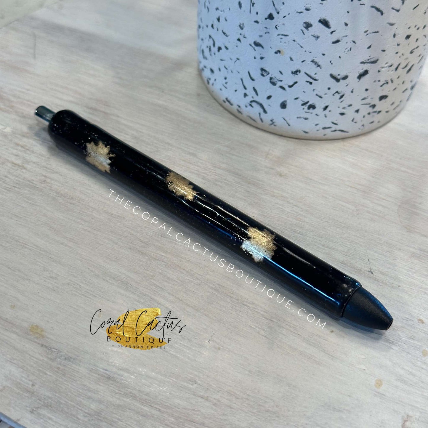 Custom Pen - Black with Gold Leaves