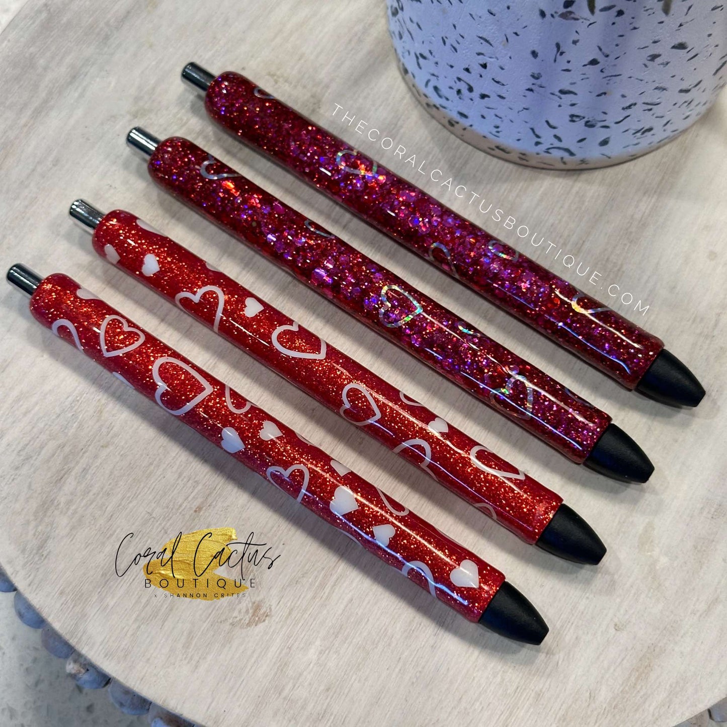 Custom Pen - Multi Pink Hearts