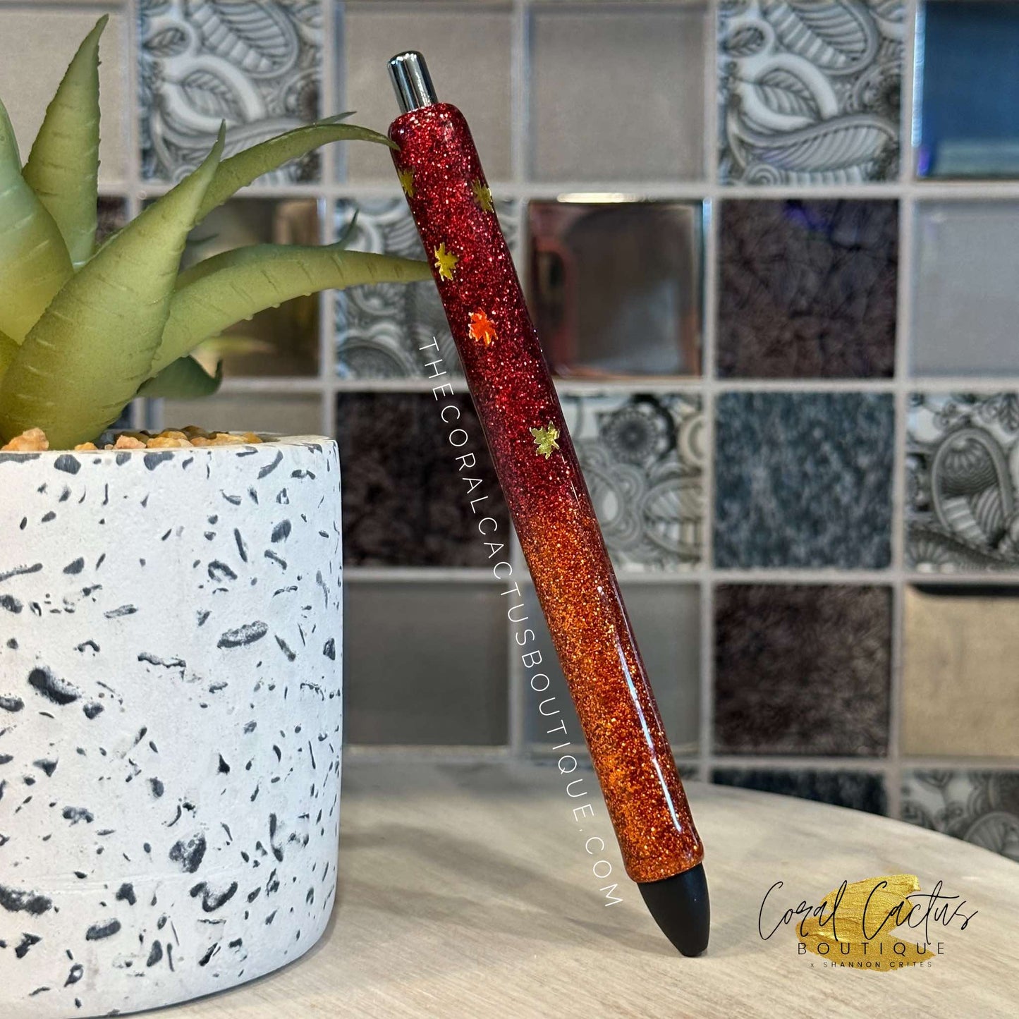 Custom Pen - Fall Orange and Red Leaves