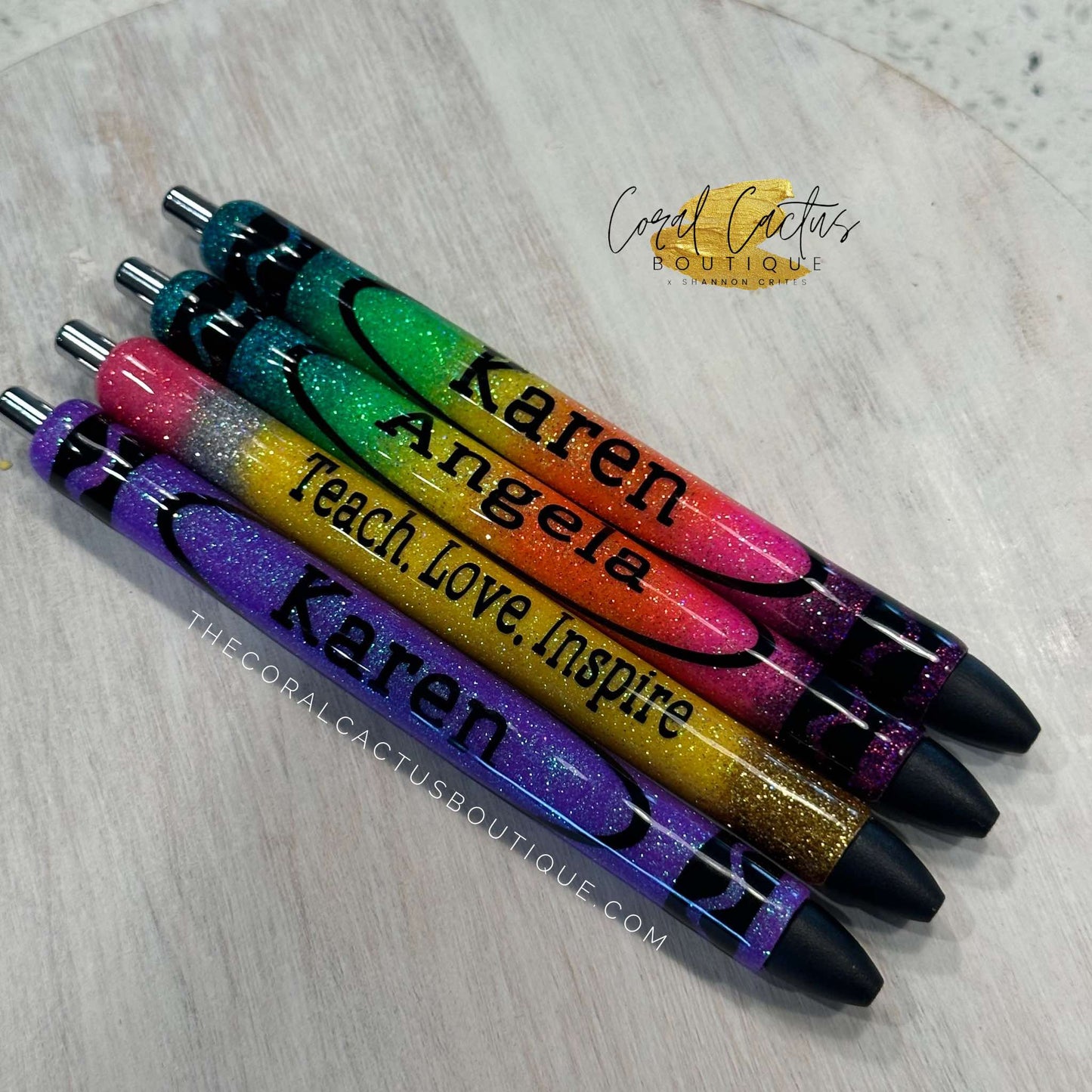 Custom Pen - Rainbow Ombre Crayon