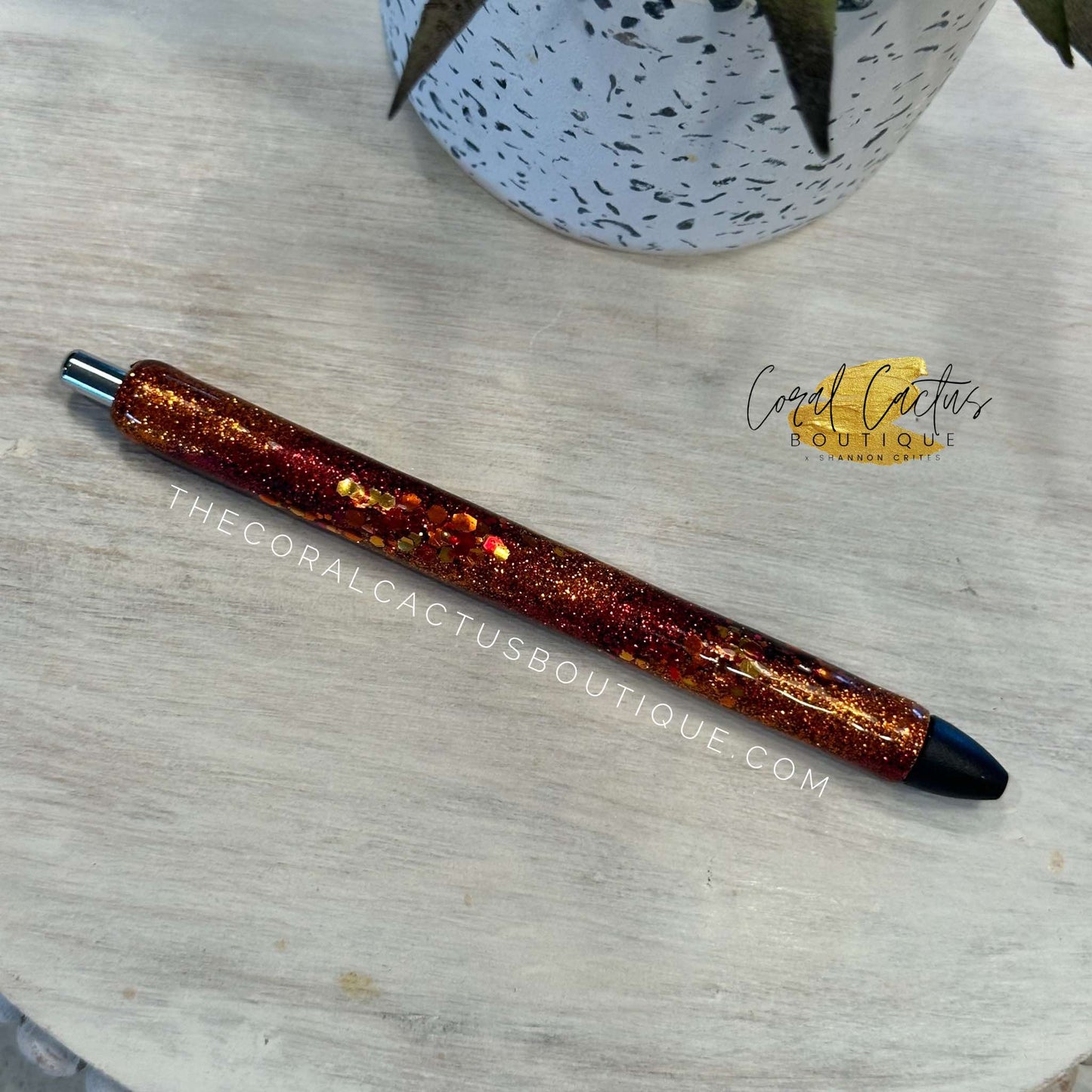 Custom Pen - Orange Fall Chunky Glitter