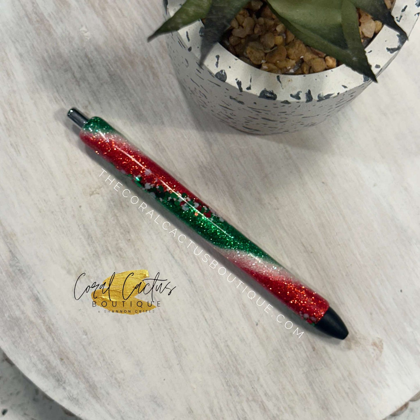 Custom Pen - Christmas Red & Green Swirl