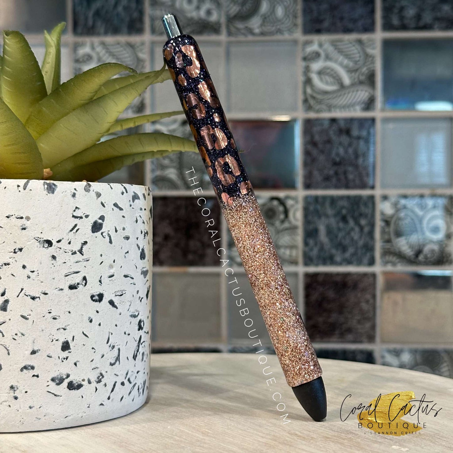 Custom Pen - Black and Bronze Leopard