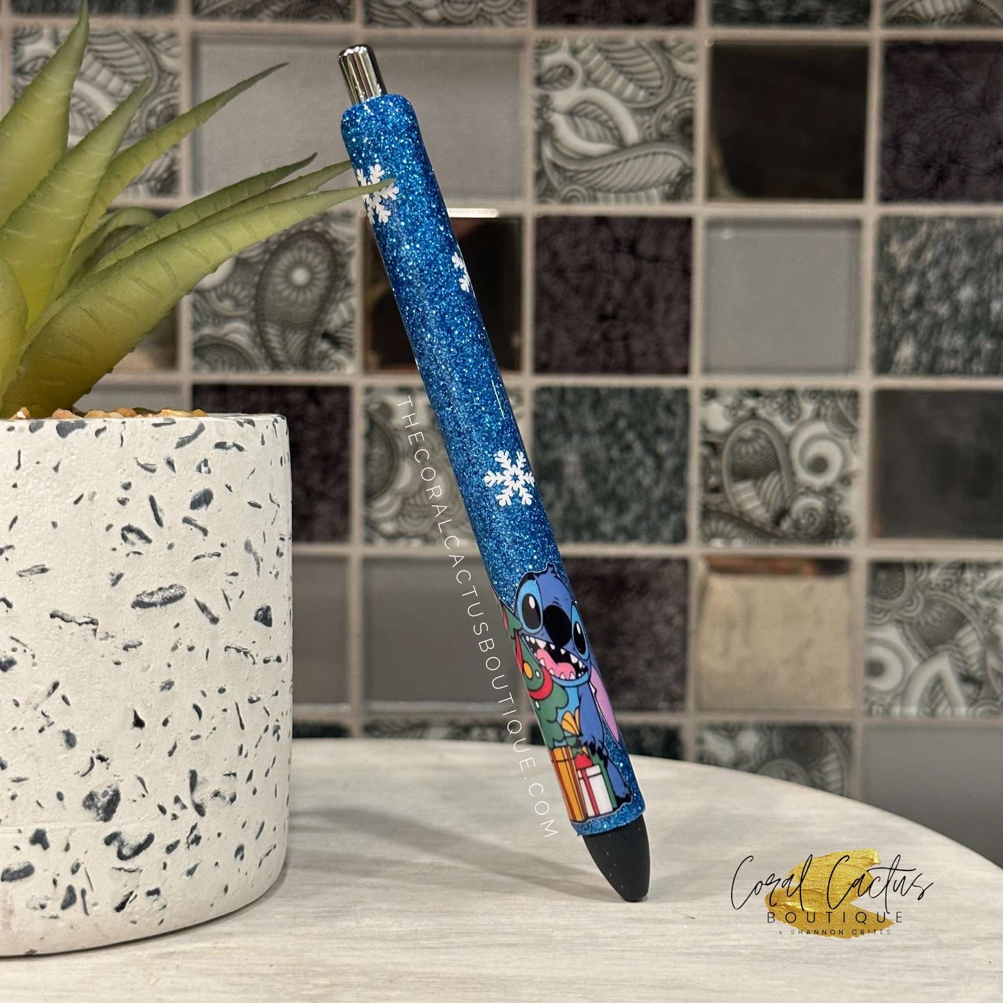 Custom Pen - Christmas Blue Alien Snowflake