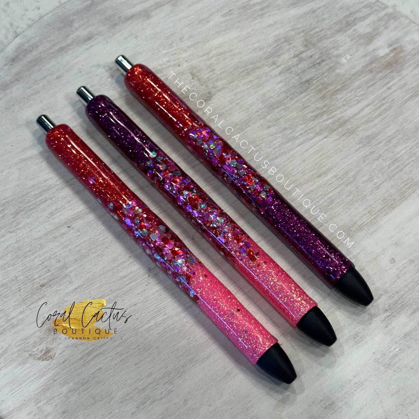 Custom Pen - Pink & Purple Glitter