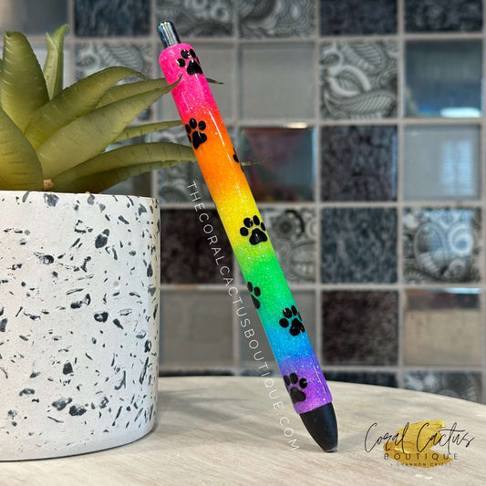 Custom Pen - Rainbow Paw Prints