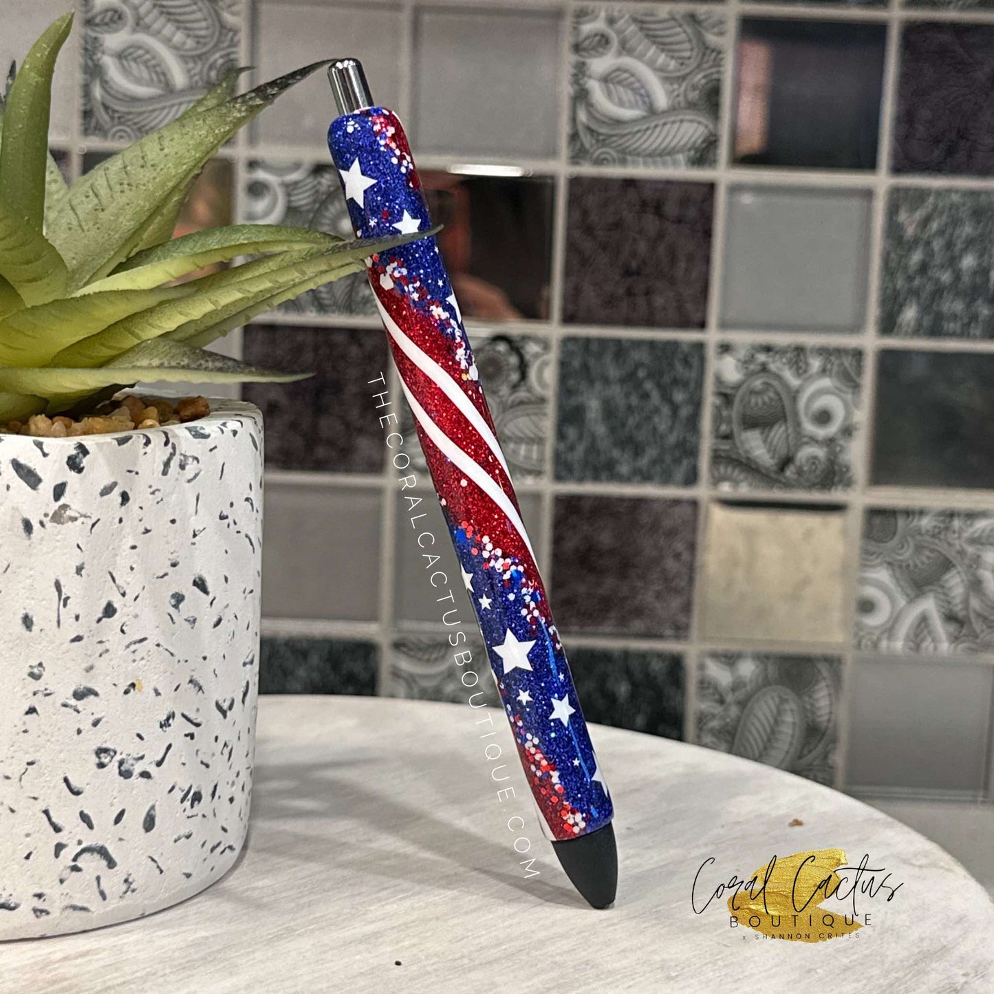 Custom Pen - Stars & Thick Stripes Swirl