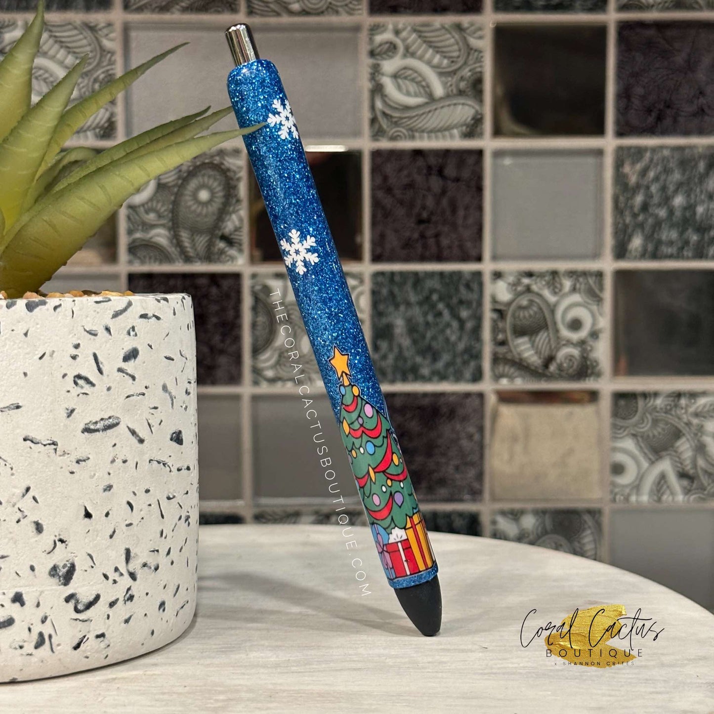 Custom Pen - Christmas Blue Alien Snowflake