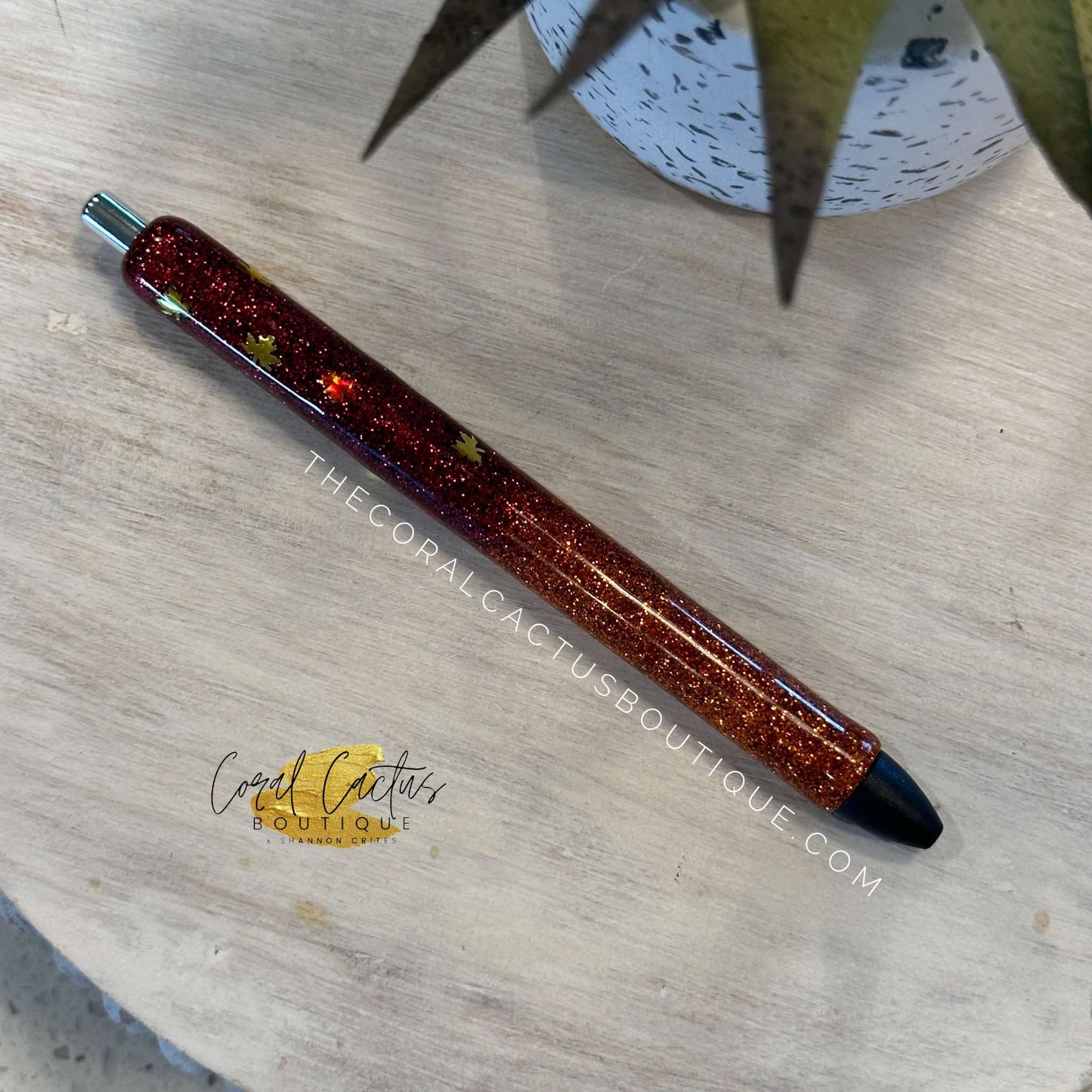 Custom Pen - Fall Orange and Red Leaves