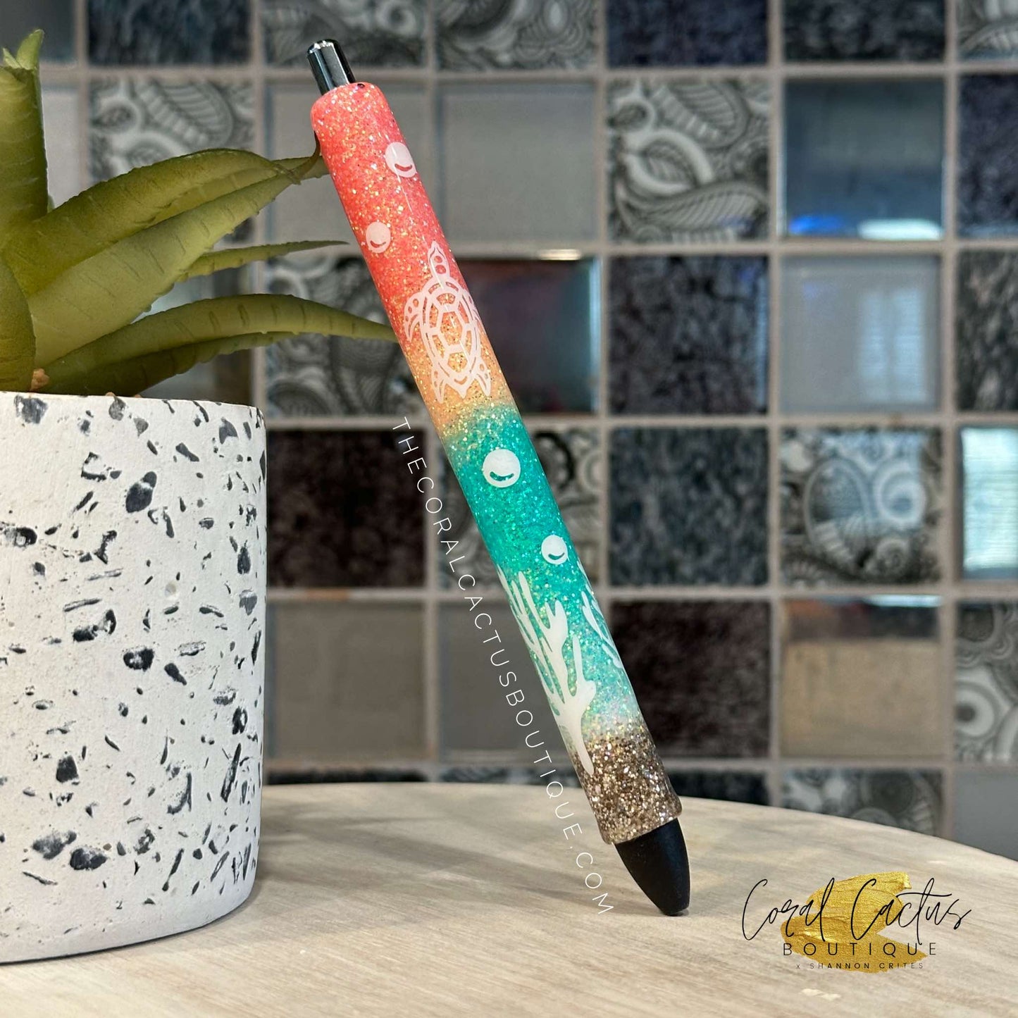 Custom Pen - Sunset Sea Turtles