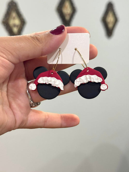 Mick Santa Dangle Clay Handmade Earrings