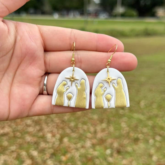 Baby Jesus Christmas Dangle Clay Handmade Earrings