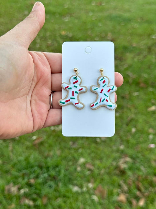 Gingerbread Christmas Dangle Clay Handmade Earrings
