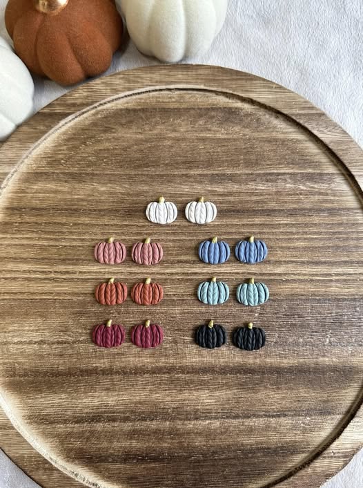 Pumpkin Stud Clay Handmade Earrings