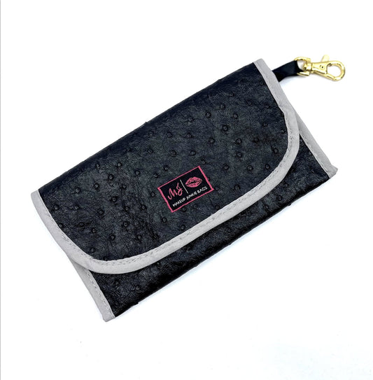 Onyx Ostrich Sunglass Case Makeup Junkie Bag