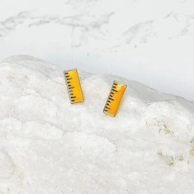 School Ruler Stud Earrings