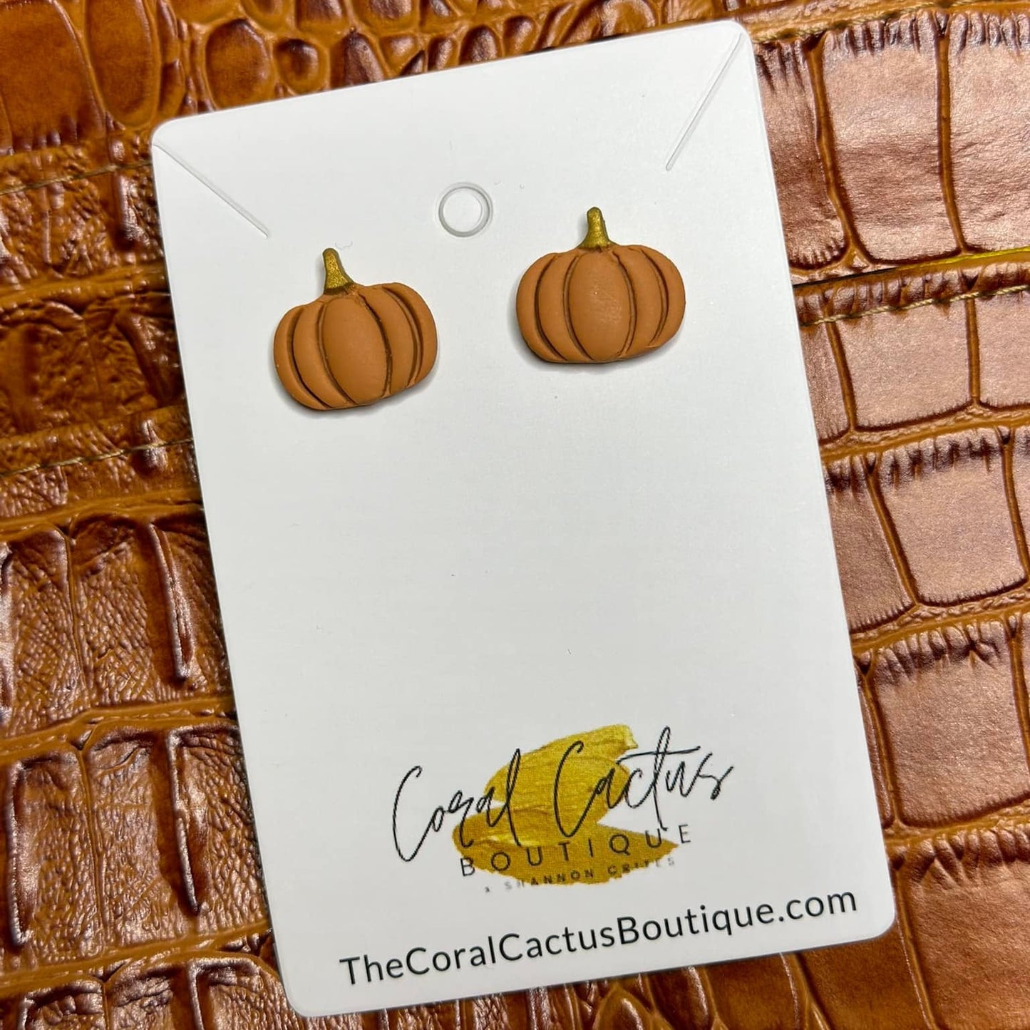 Clay Hand Painted Pumpkin Earrings