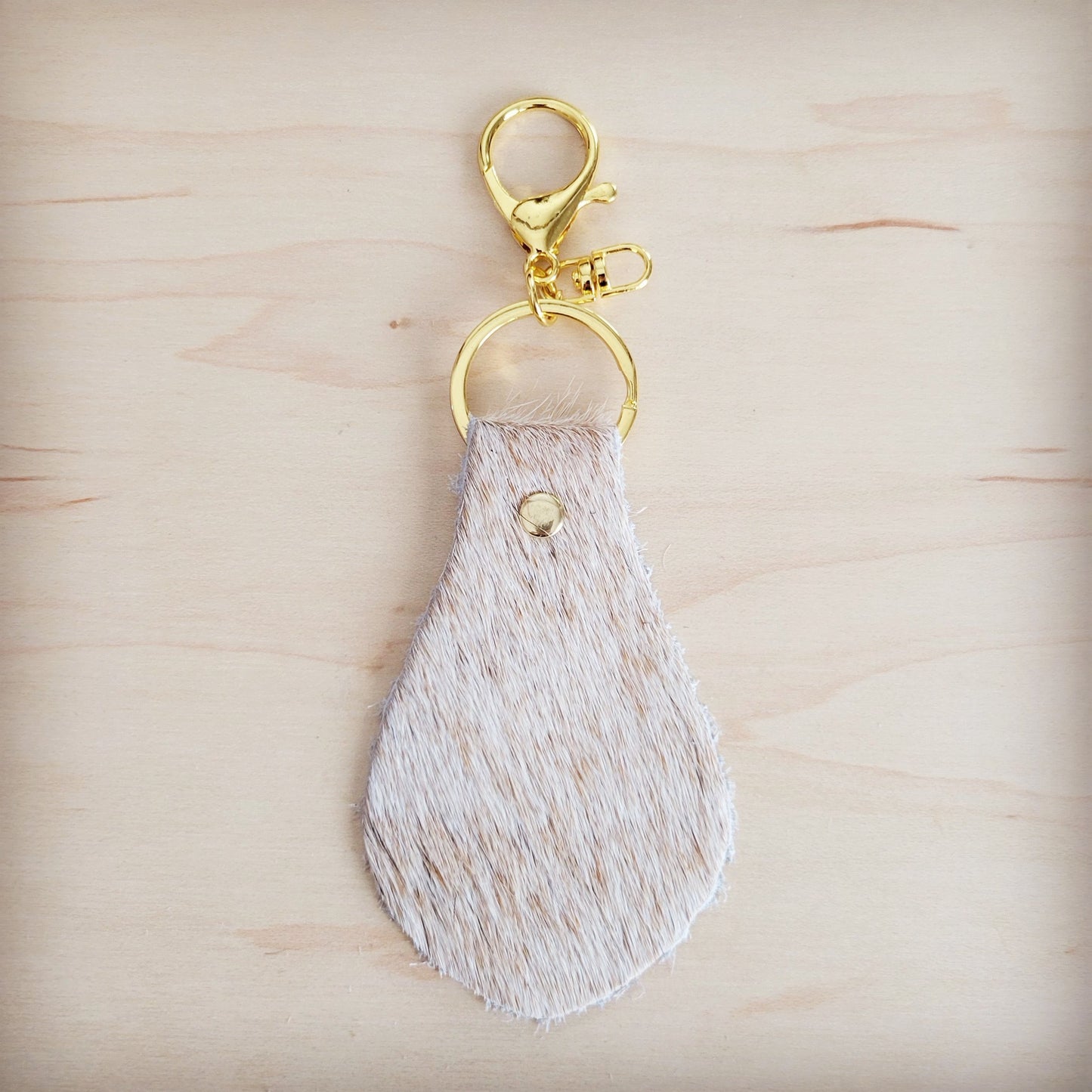 Hair-on-Hide Leather Key Chain - Light Tan 703j