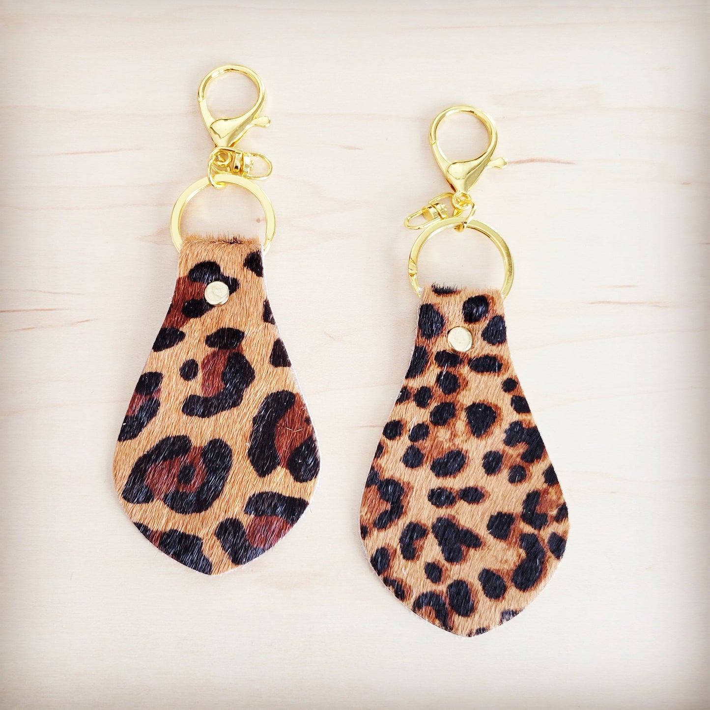 Hair-on-Hide Leather Key Chain - Leopard 700z