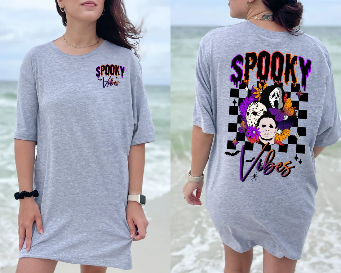 Horror Spooky Vibes Graphic Tee - Double Sided