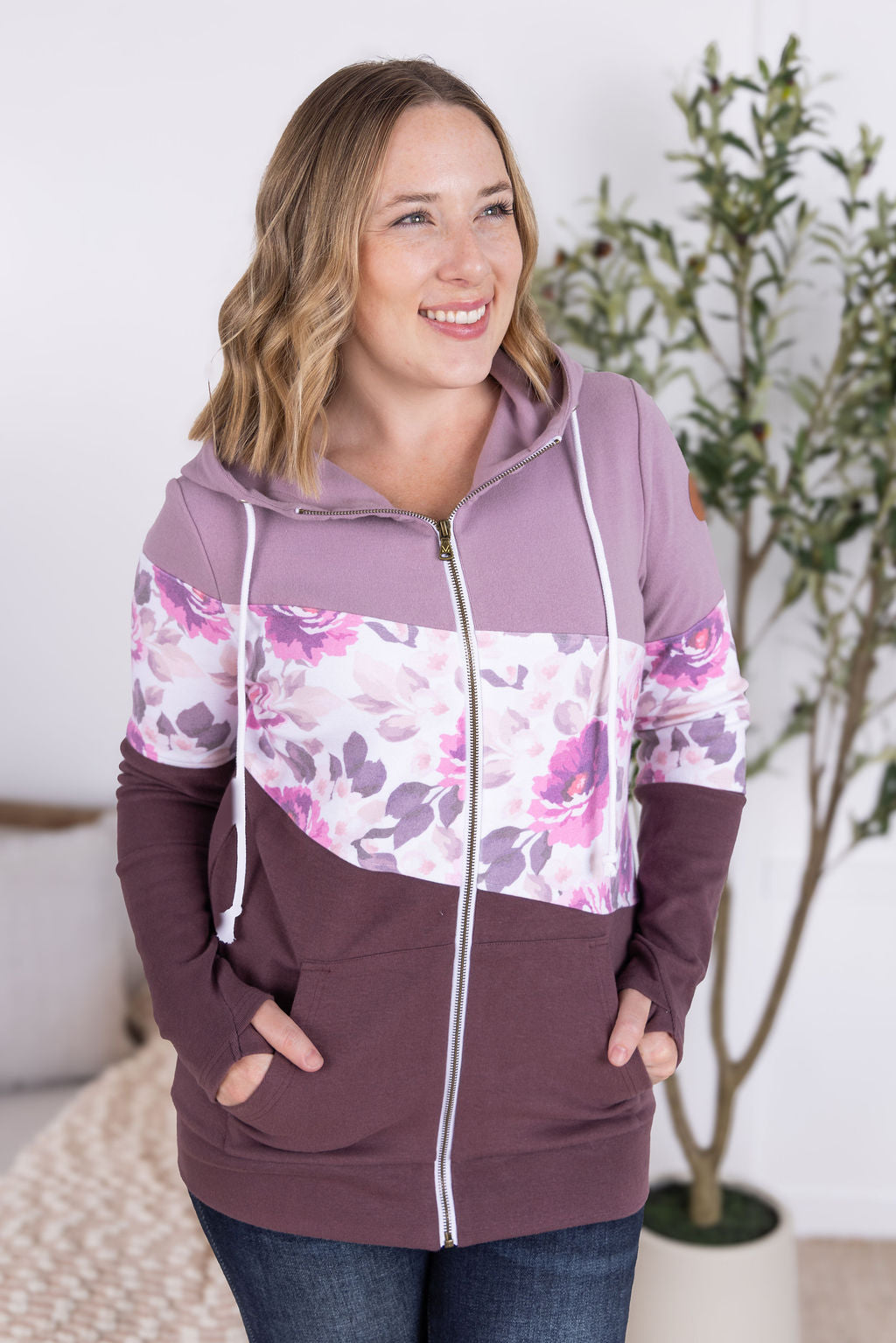 IN STOCK Colorblock Fullzip - Purple, Autumn Blossom, and Plum FINAL SALE