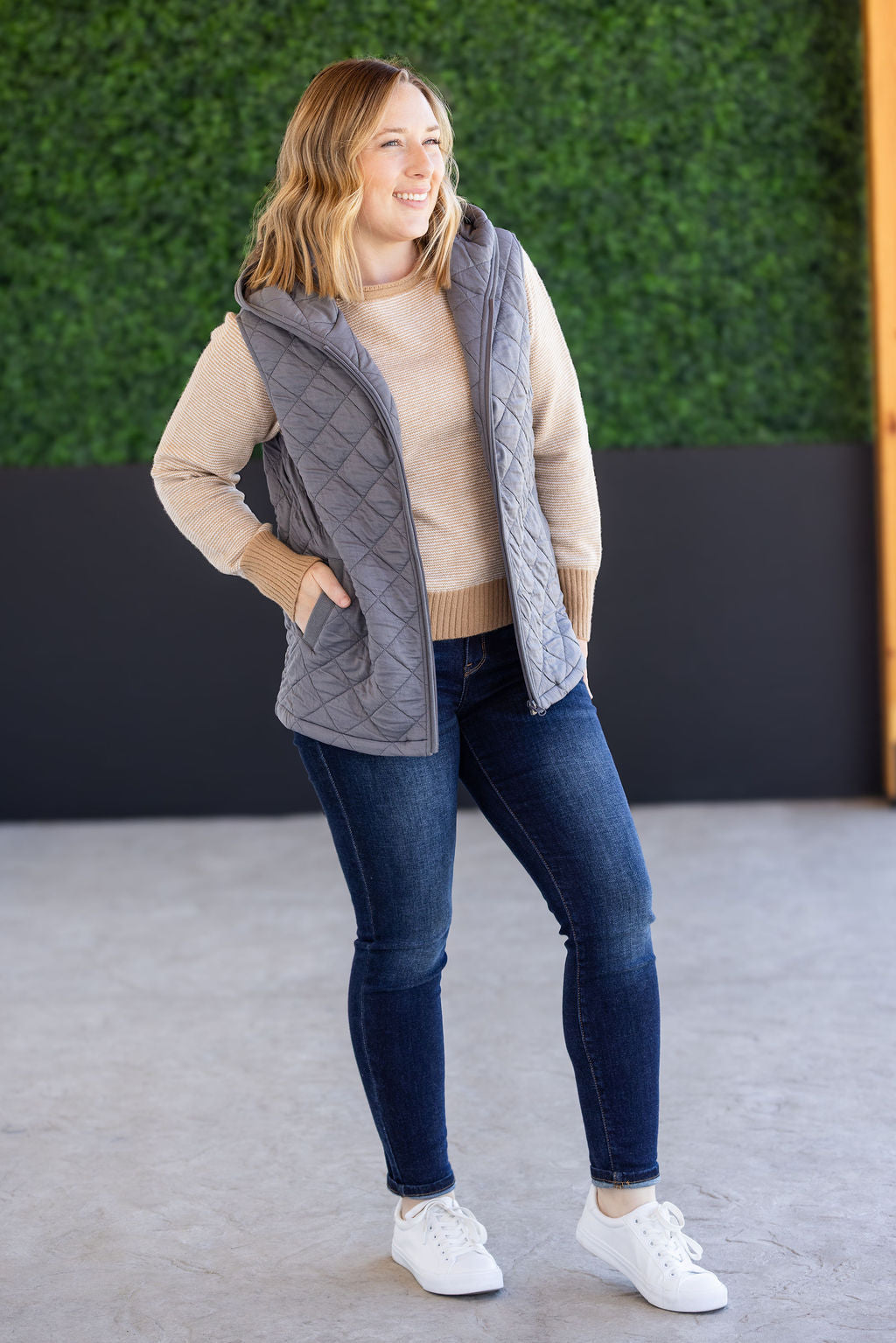 IN STOCK Heather Hooded Vest - Grey FINAL SALE