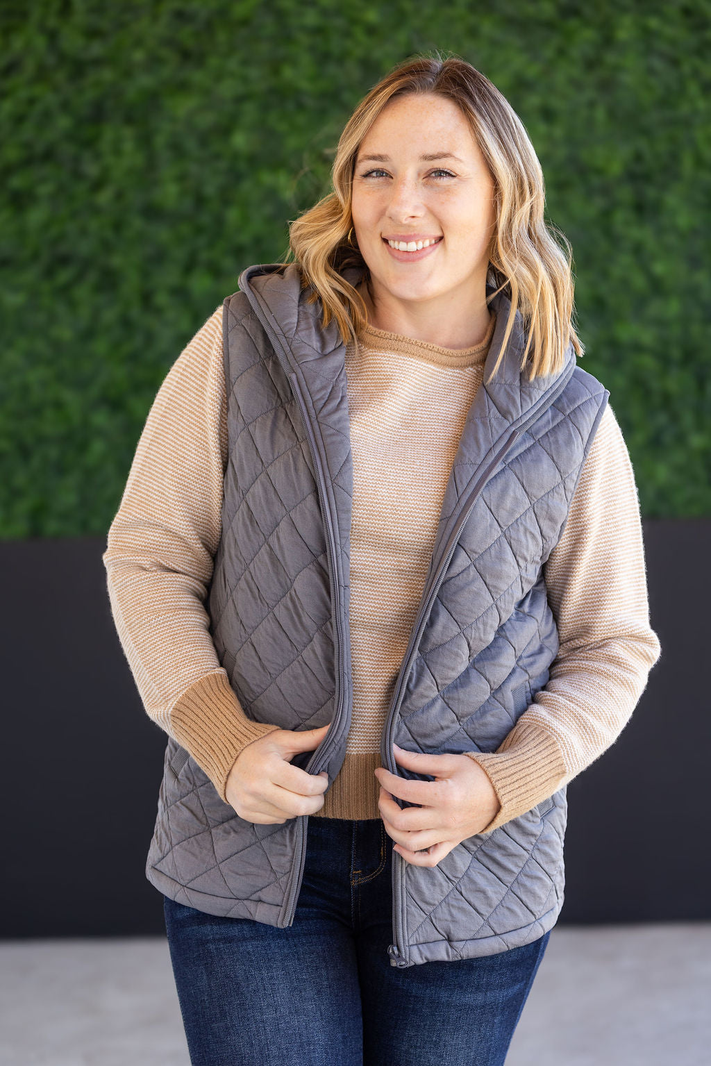 IN STOCK Heather Hooded Vest - Grey FINAL SALE