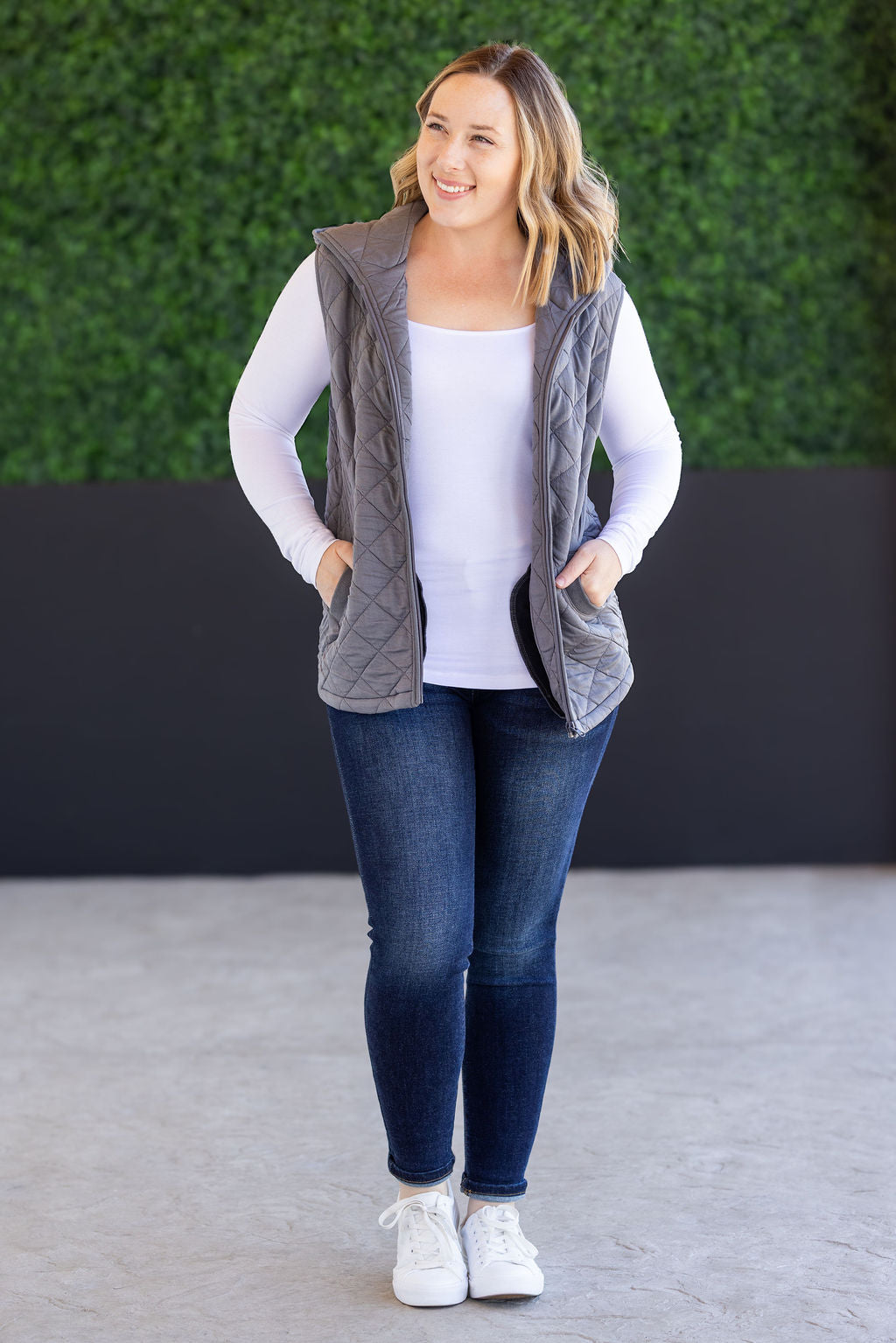 IN STOCK Heather Hooded Vest - Grey FINAL SALE