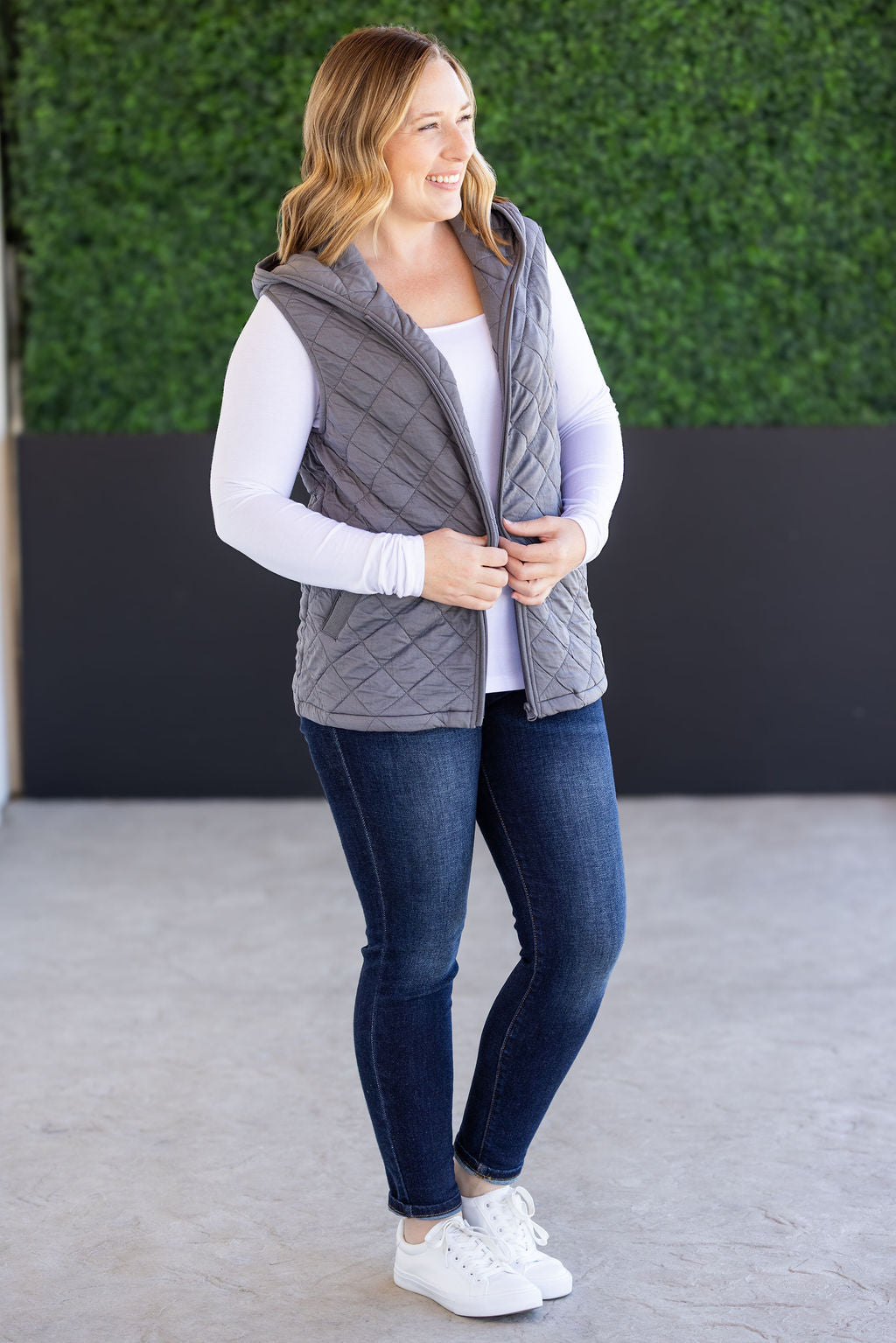 IN STOCK Heather Hooded Vest - Grey FINAL SALE
