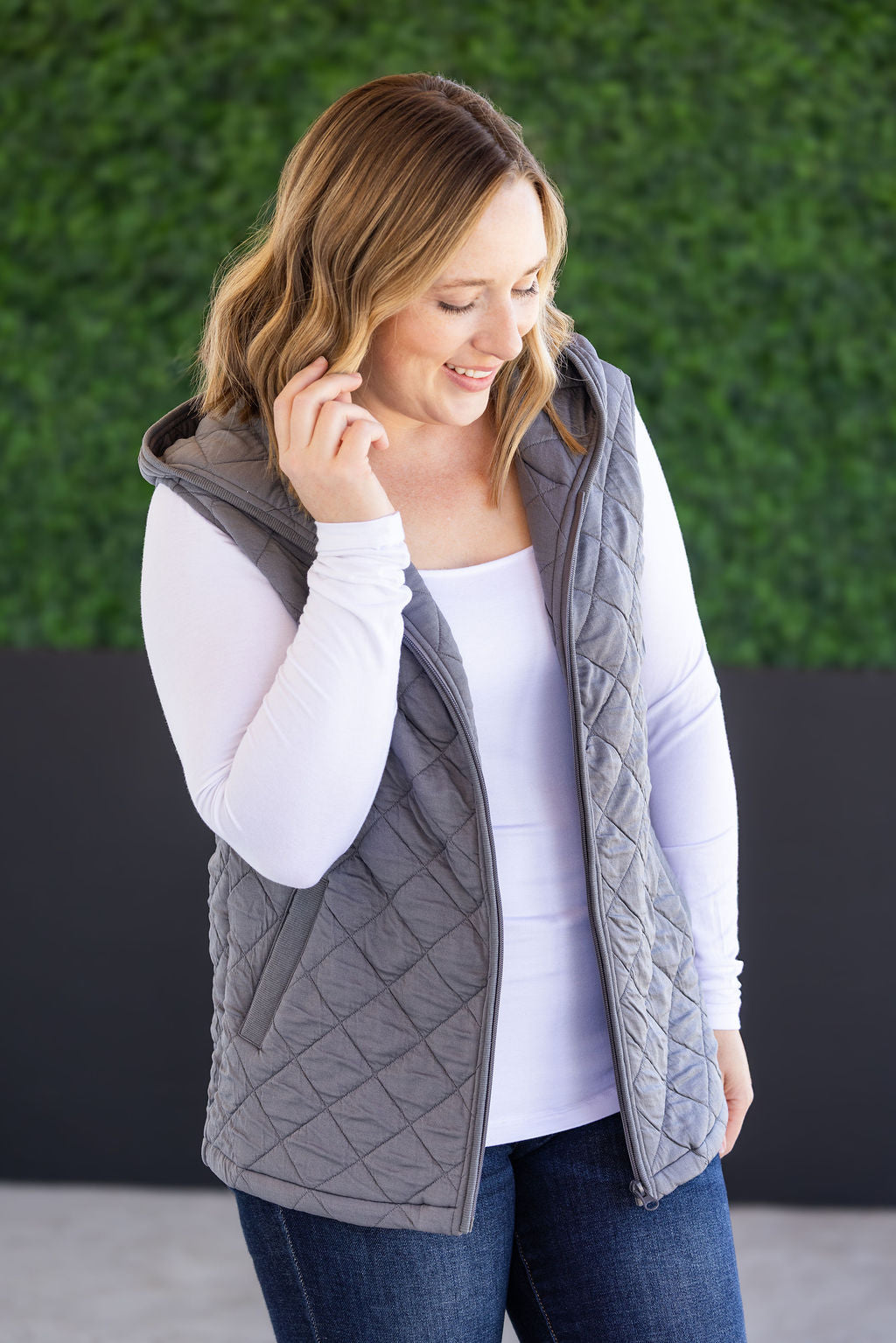IN STOCK Heather Hooded Vest - Grey FINAL SALE