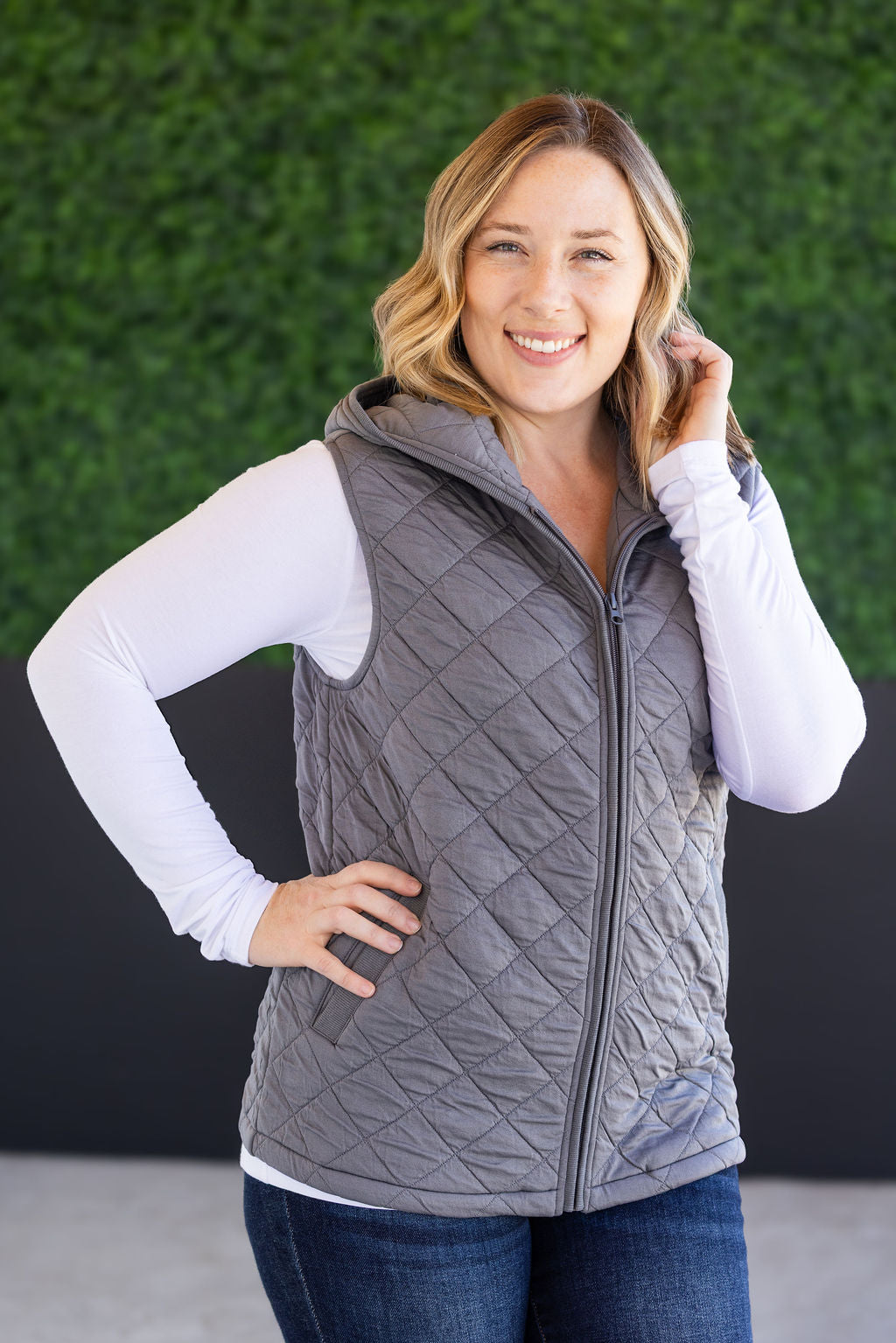 IN STOCK Heather Hooded Vest - Grey FINAL SALE