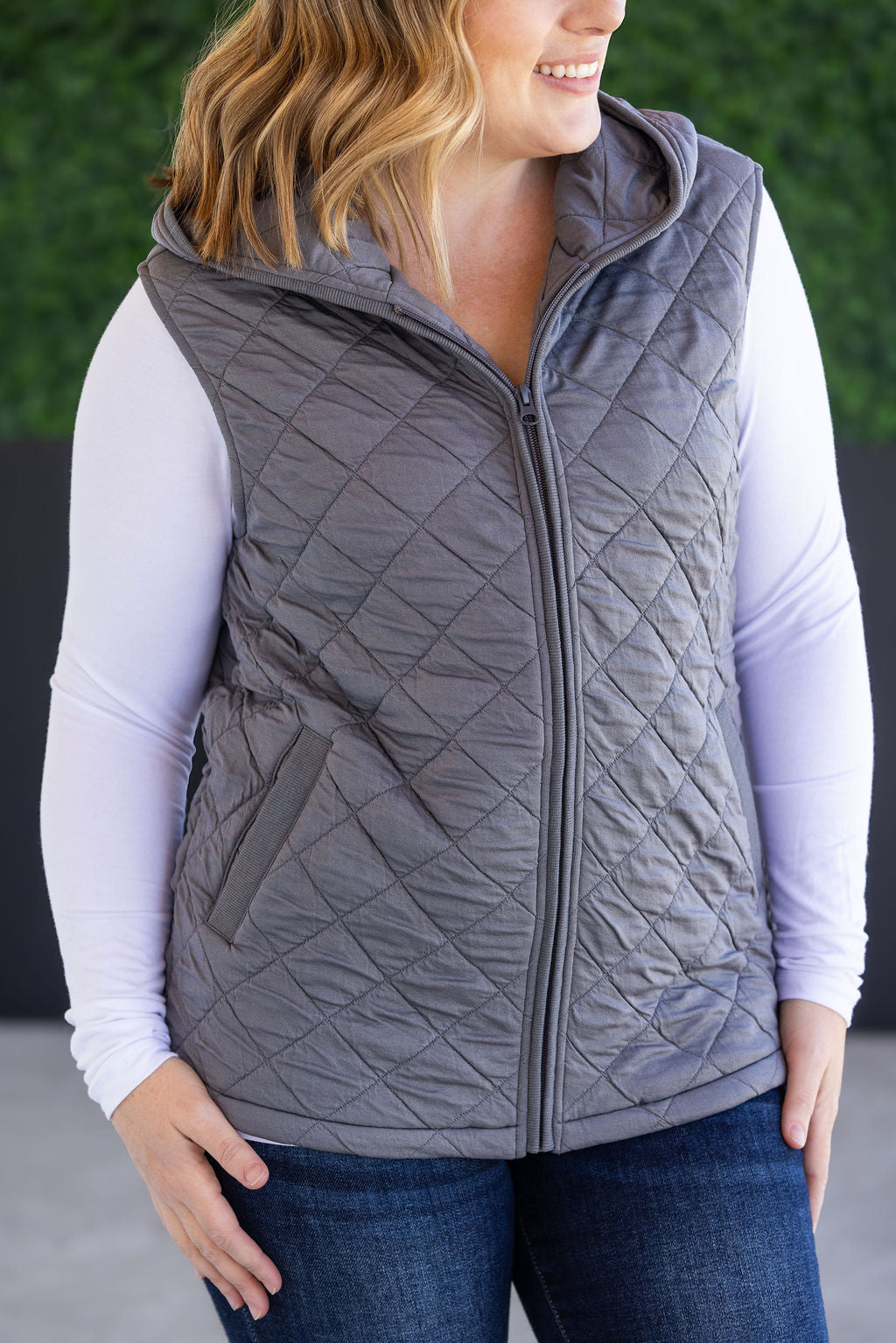 IN STOCK Heather Hooded Vest - Grey FINAL SALE