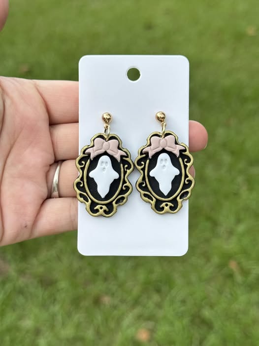 Ghost Frames Dangle Clay Handmade Earrings