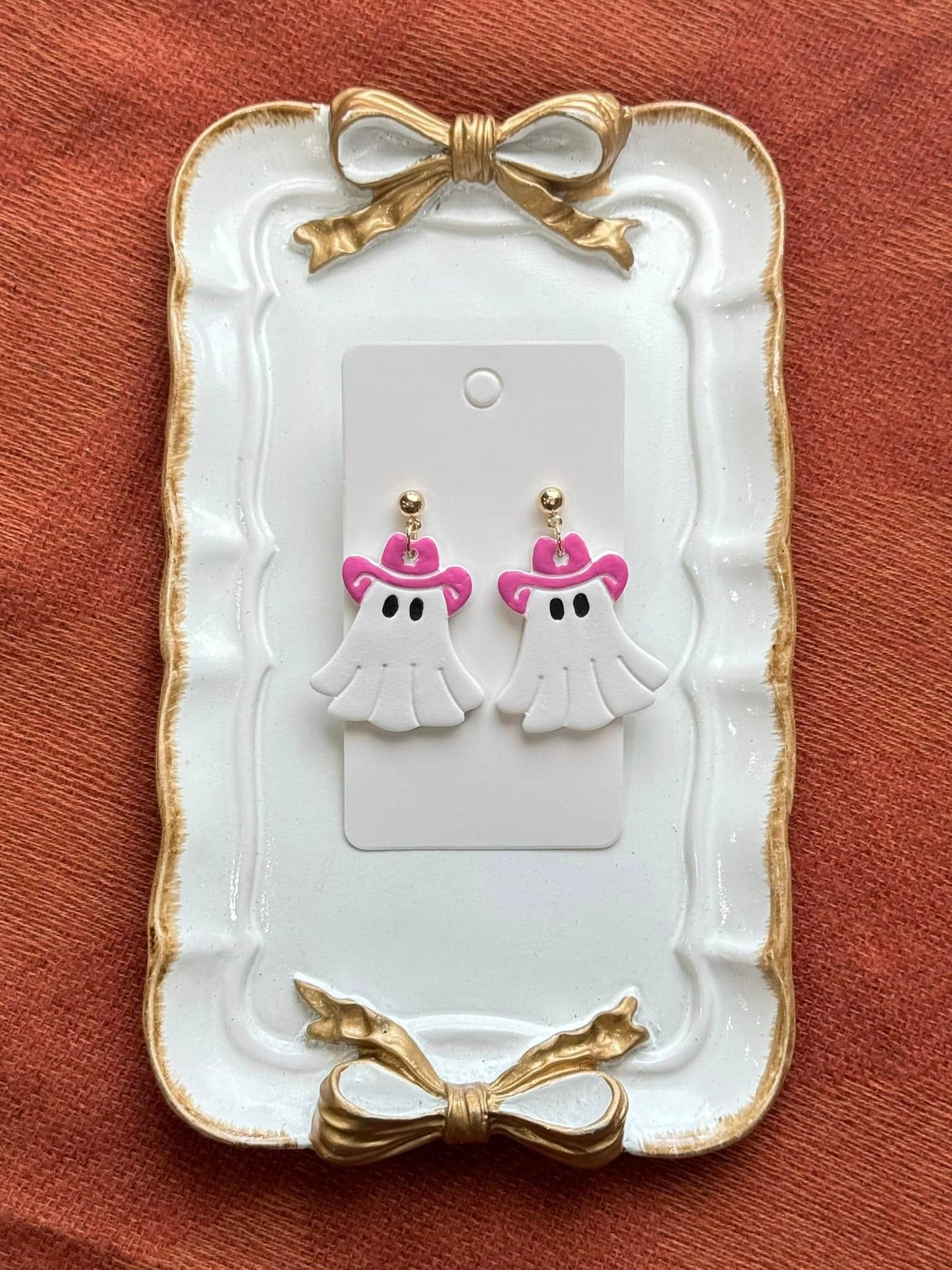 Cowgirl Ghost Dangle Clay Handmade Earrings