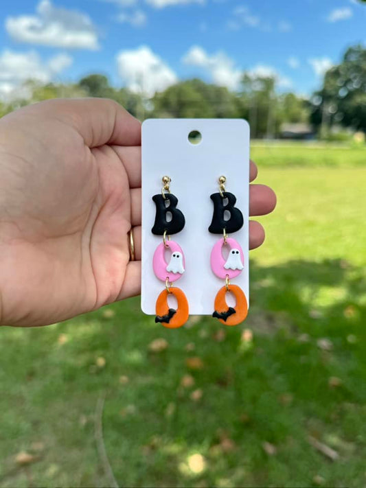 Colorful Boo Dangle Clay Handmade Earrings