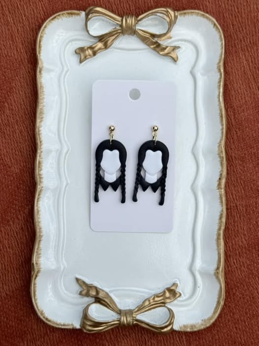 Wednesday Dangle Clay Handmade Earrings