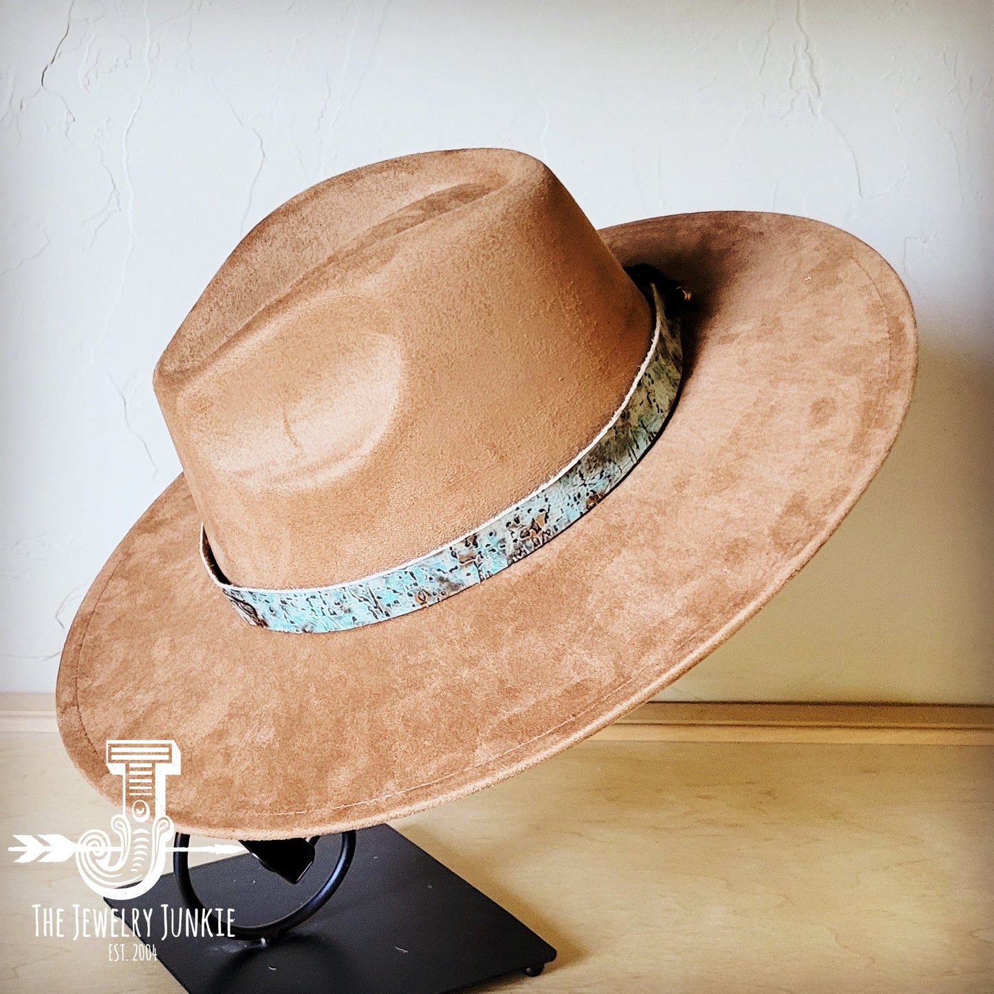 **Turquoise Metallic Embossed Leather Hat Band Only 950q
