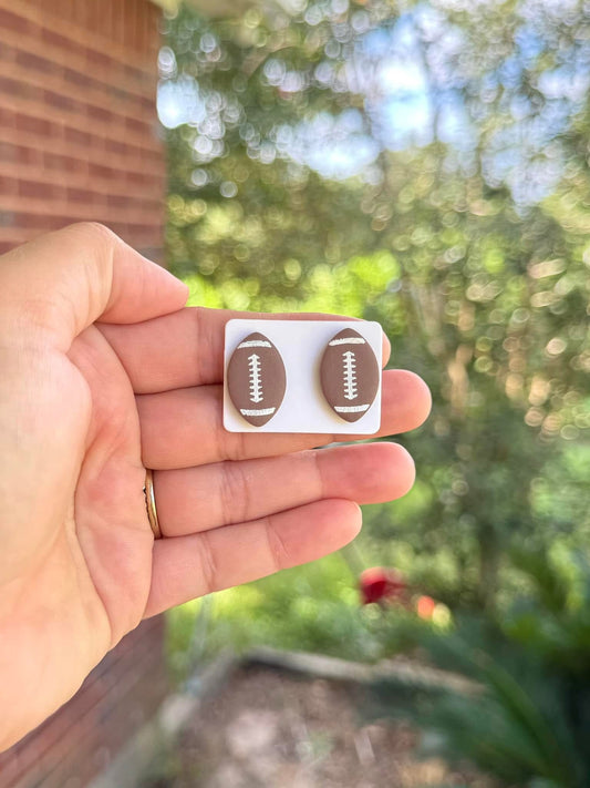 Football Stud Clay Handmade Earrings
