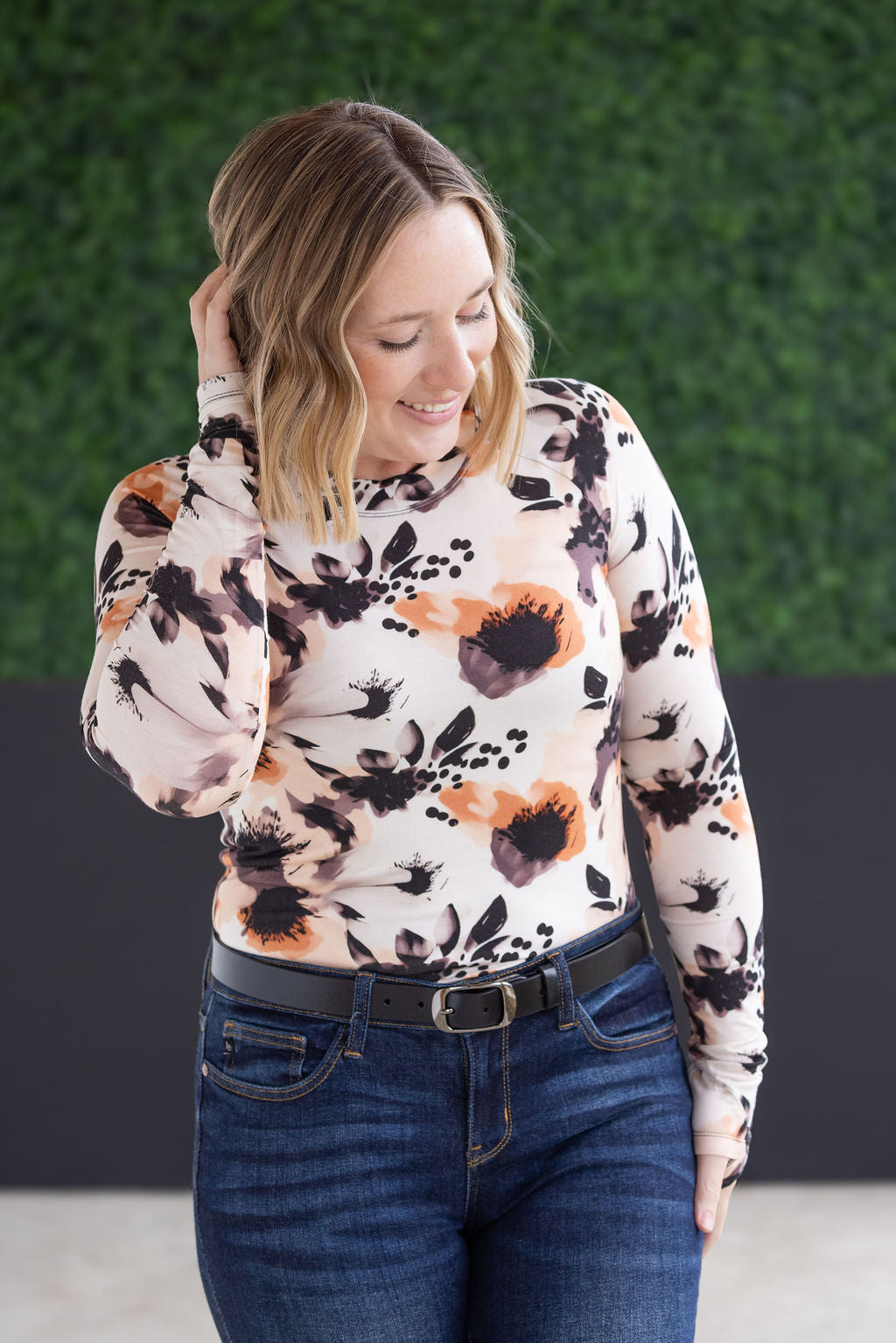 IN STOCK Blair Long Sleeve Top - Neutral Abstract FINAL SALE