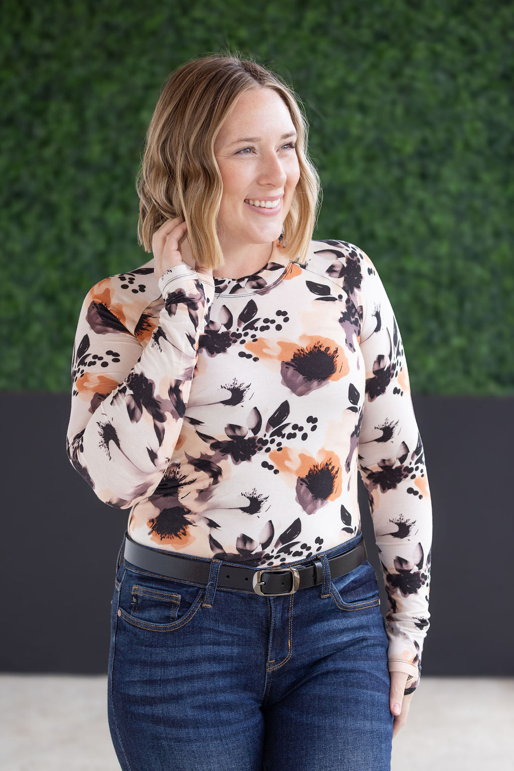 IN STOCK Blair Long Sleeve Top - Neutral Abstract FINAL SALE