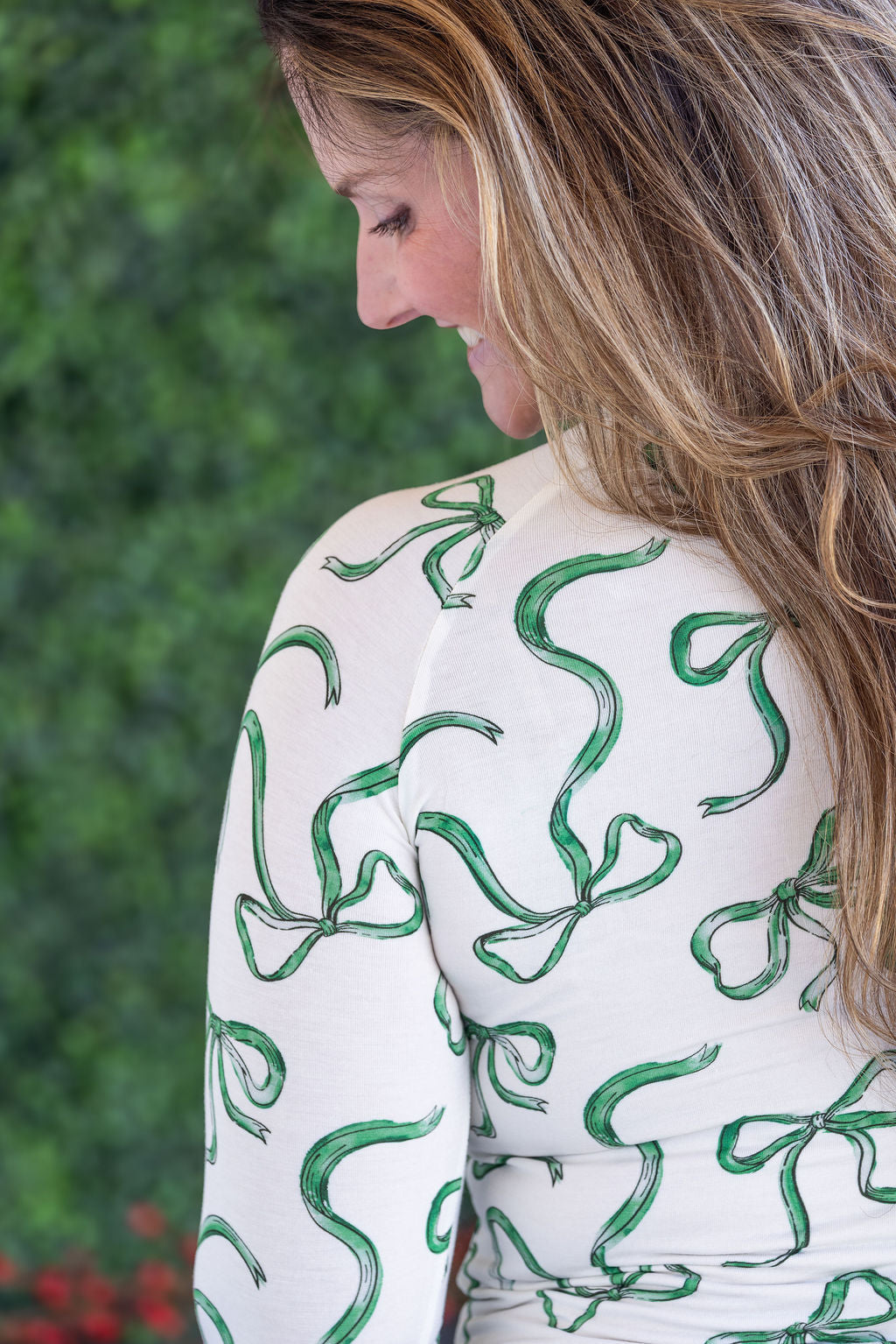 IN STOCK Blair Long Sleeve Top - Green Ribbons FINAL SALE