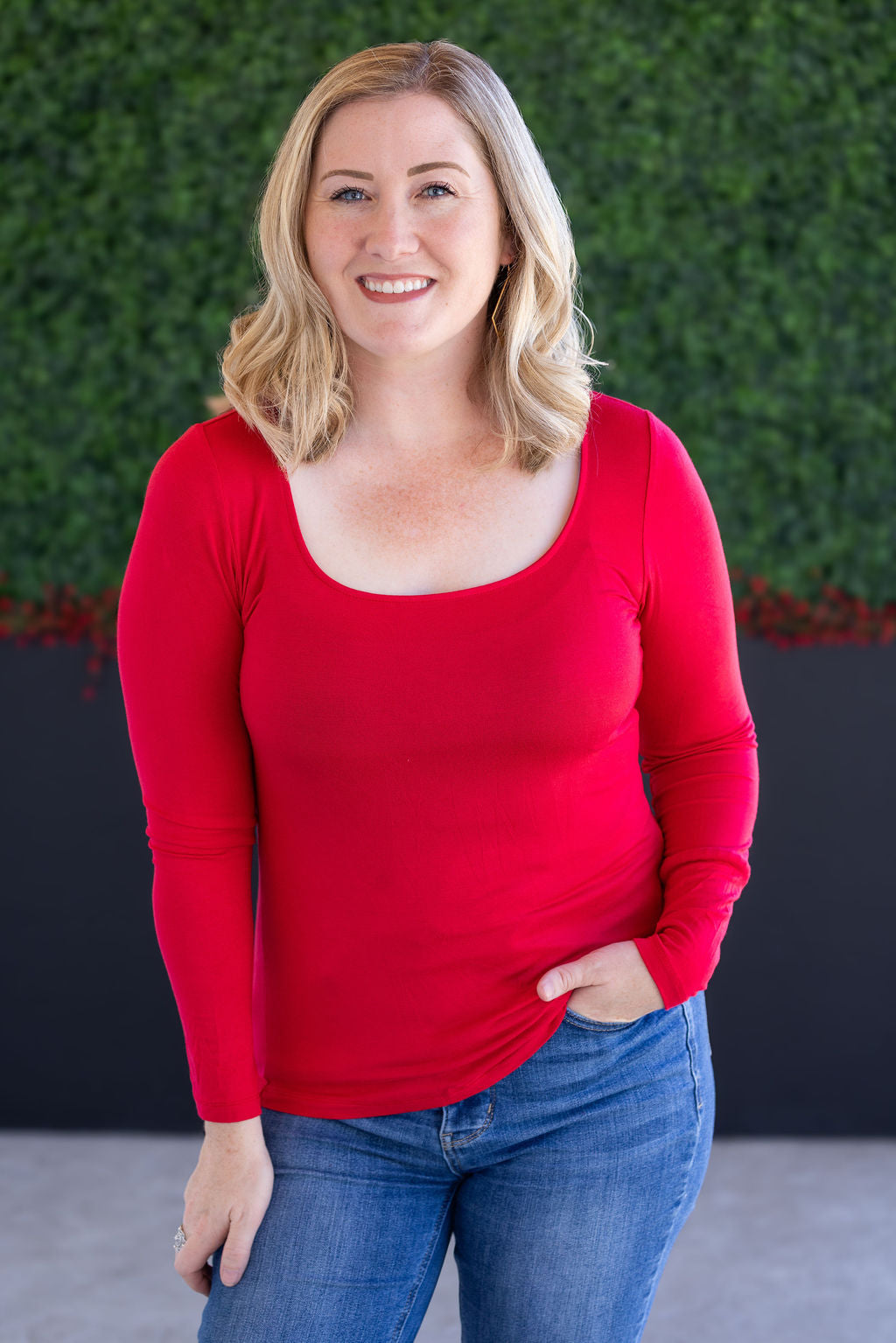 IN STOCK Alyssa Long Sleeve Top - Red