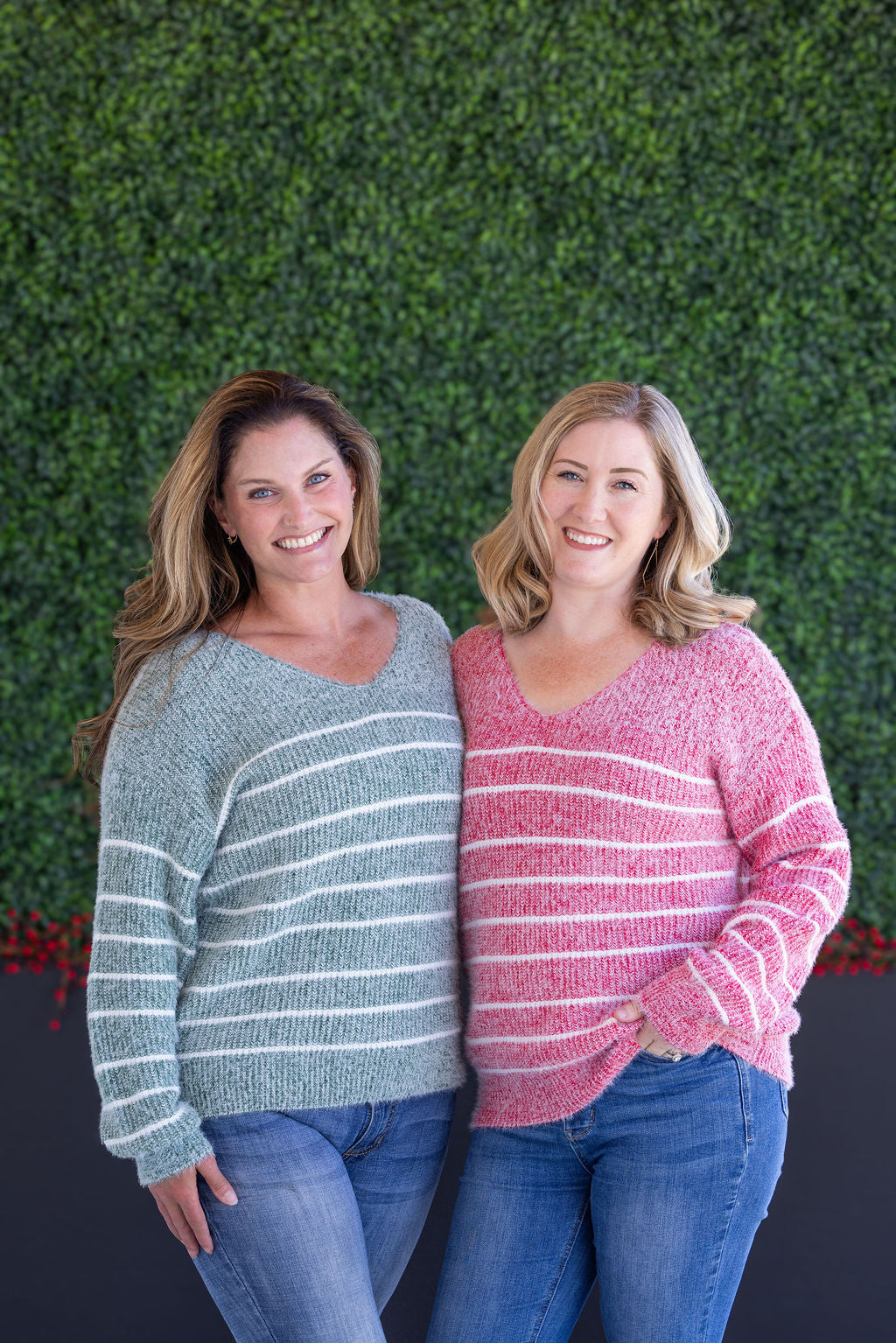 IN STOCK Cozy Striped Sweater - Green FINAL SALE