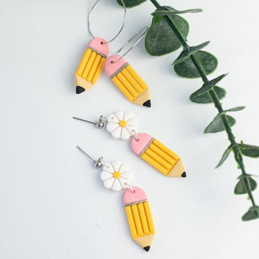 Pencil Clay Dangle Earrings